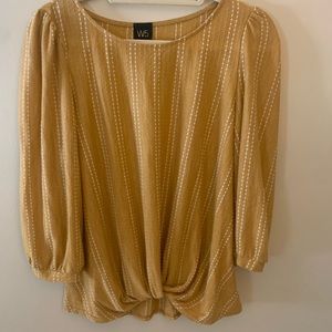 Women’s Mustard Yellow 3/4 Sleeve Knot Front Blouse